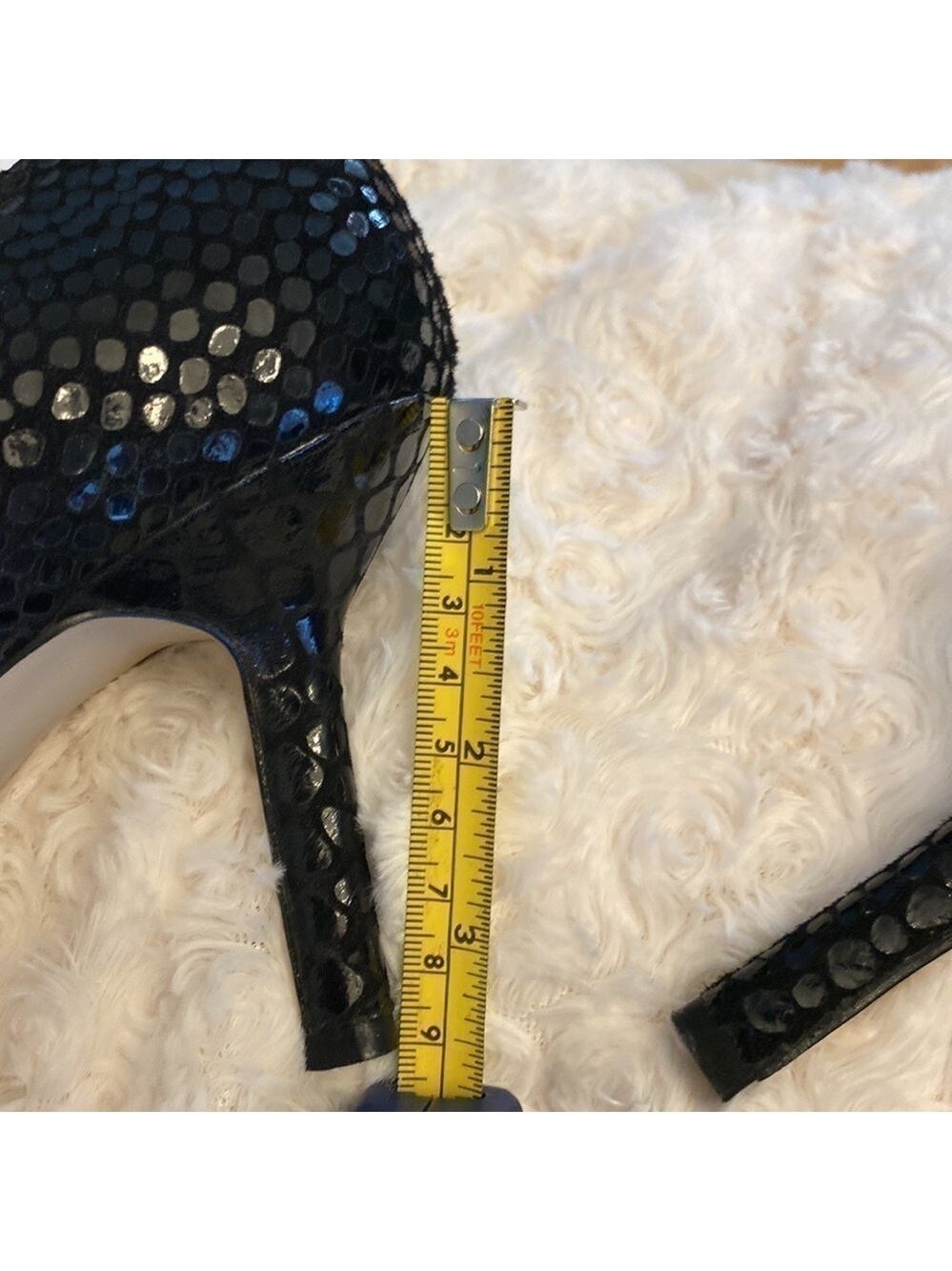 👠 Karen Scott Black Pumps with Sparkle snakeskin✨texture. Sz 10 ladies heels - Picture 4 of 7